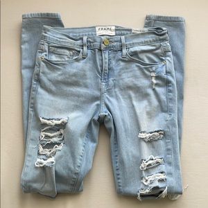 Frame Denim Distressed Le Skinny Jeanne 28